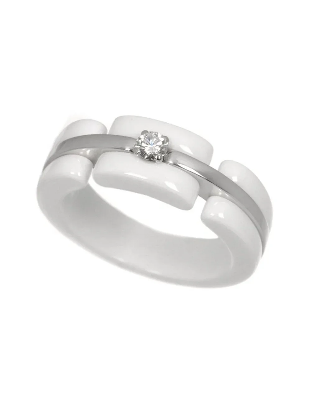 Chanel 53 Ring Diamond 18k WG White Ceramic 750 Ultra